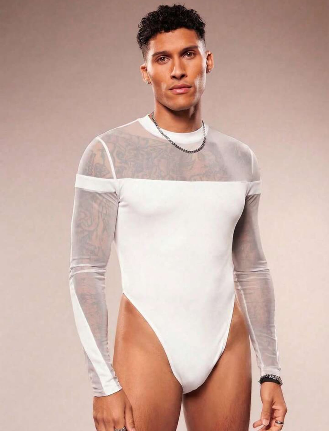Arctic Sheer Panel Bodysuit